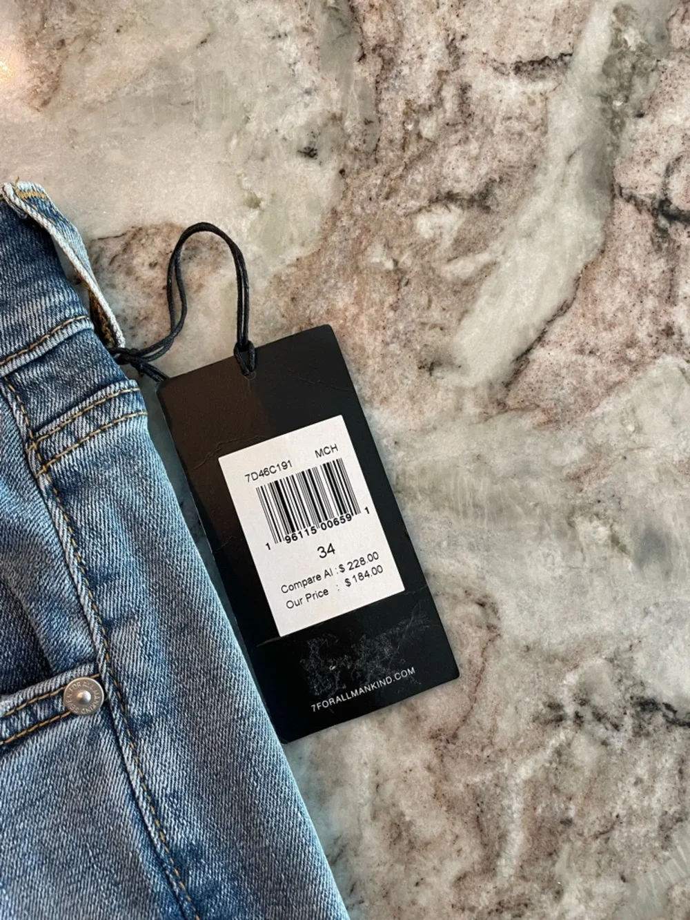 7FAM 7 for all mankind Austyn Straight Denim Jeans 34x32 Distressed new